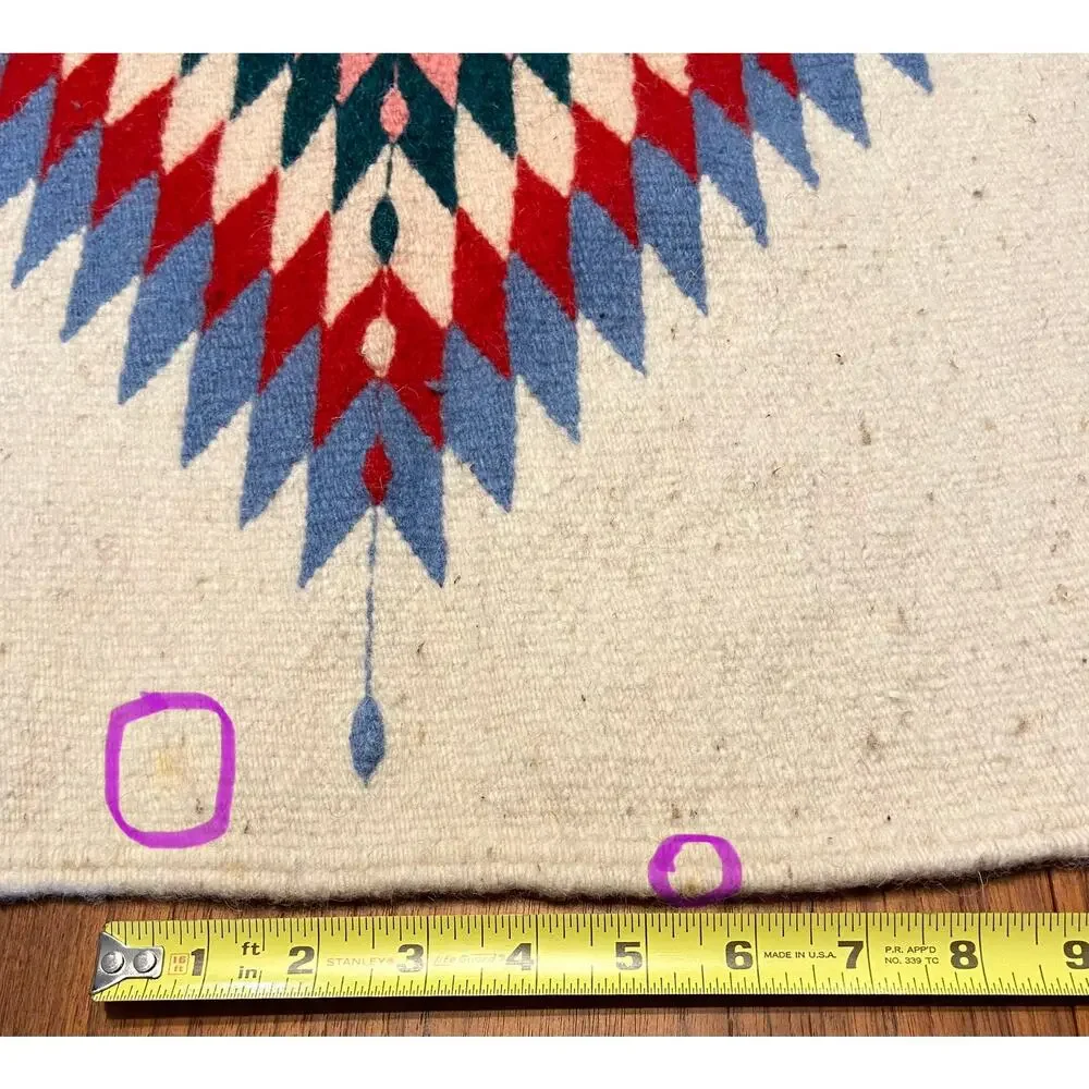 Vintage Southwestern Wool Rug Wall Hanging Tapestry Woven Aztec 58.5